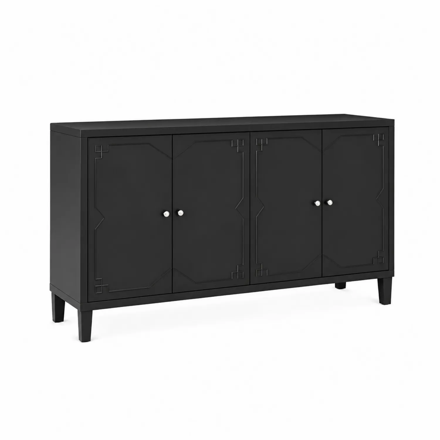 Buffet en bois MDF noir 3 portes-Lumdilorin