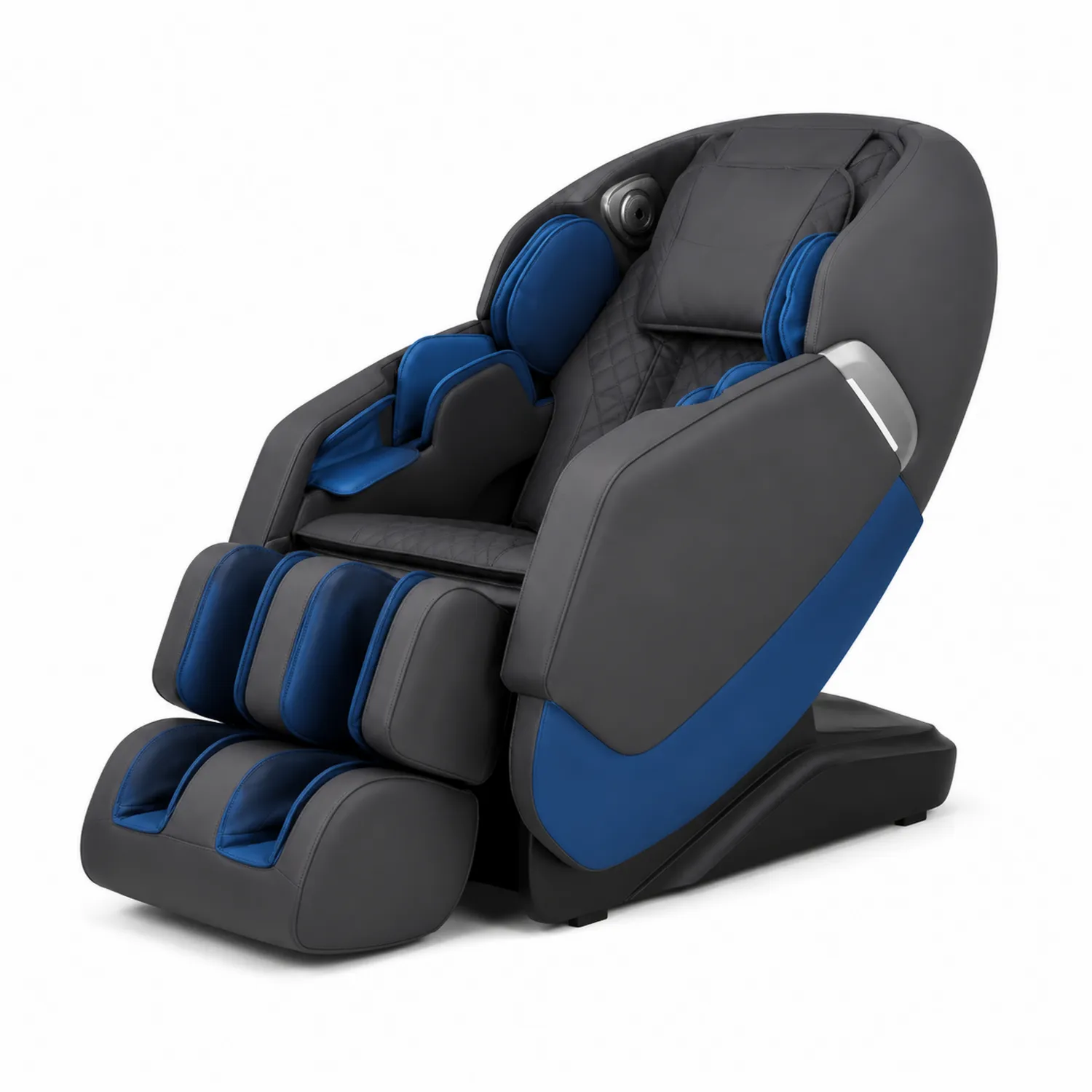 Fauteuil de massage électrique en cuir synthétique gris et bleu-Lumdilorin