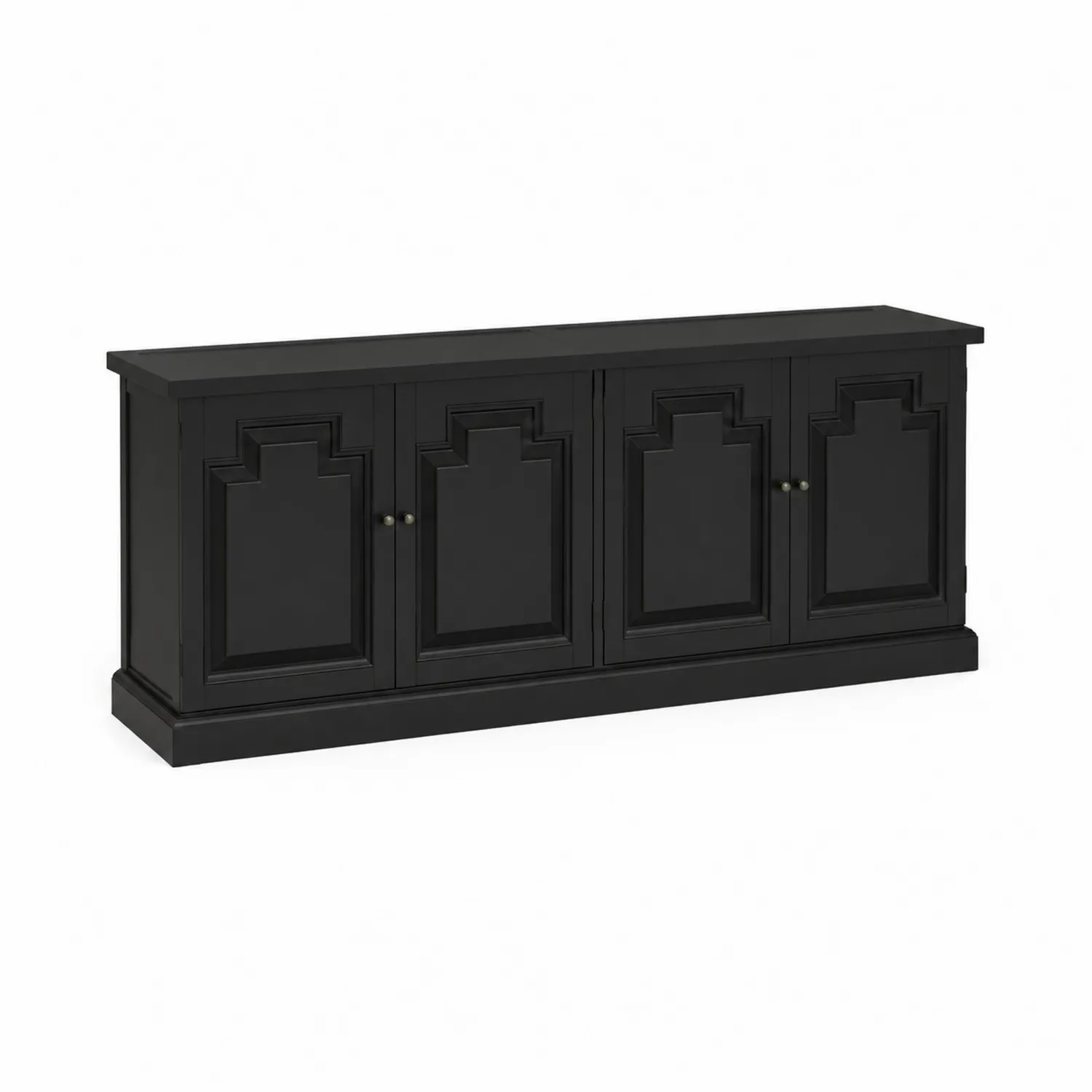 Buffet en Bois avec 4 Portes Noir-Lumdilorin