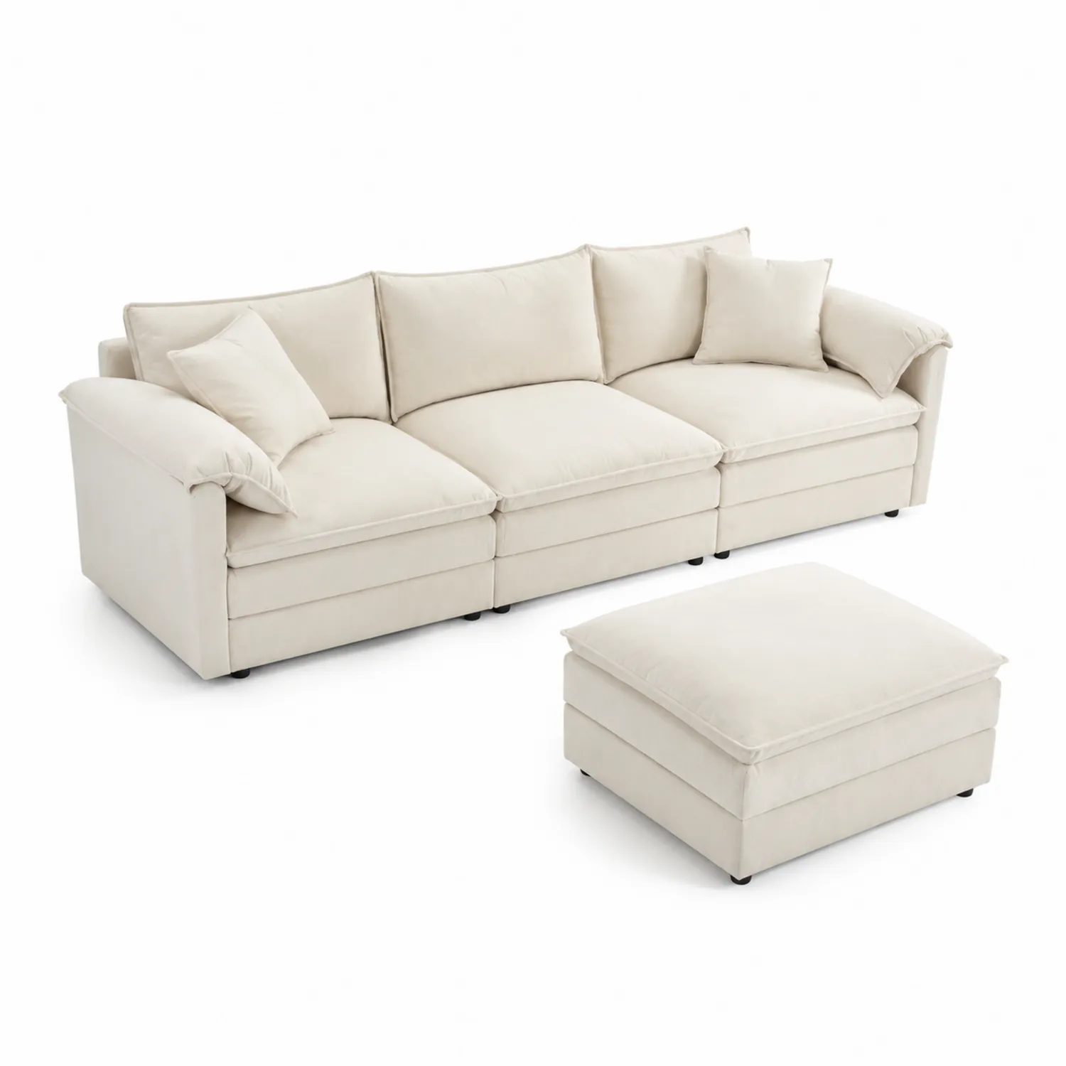 Canapé modulable 4 places en tissu Beige-Lumdilorin
