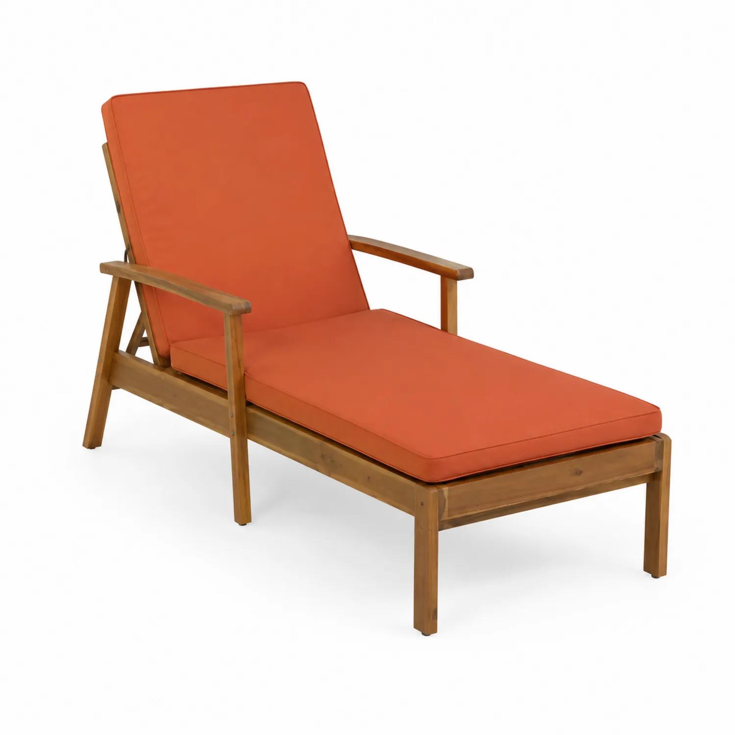 Chaise longue en bois d'acacia avec coussins en polyester Rouge 200cm-Lumdilorin