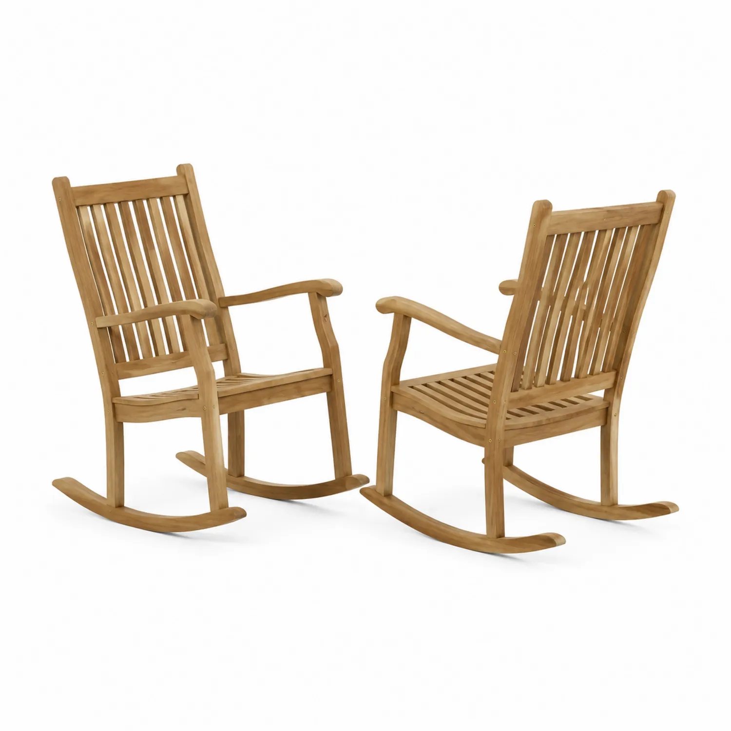 Chaises berçantes en bois extérieur, ensemble de 2-Lumdilorin
