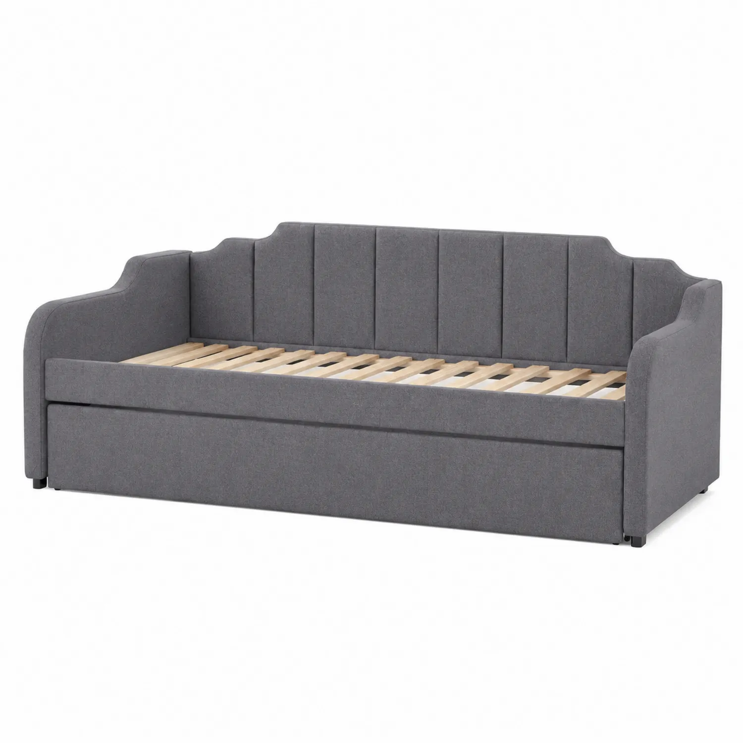 Canapé-lit en tissu et bois Gris-Lumdilorin