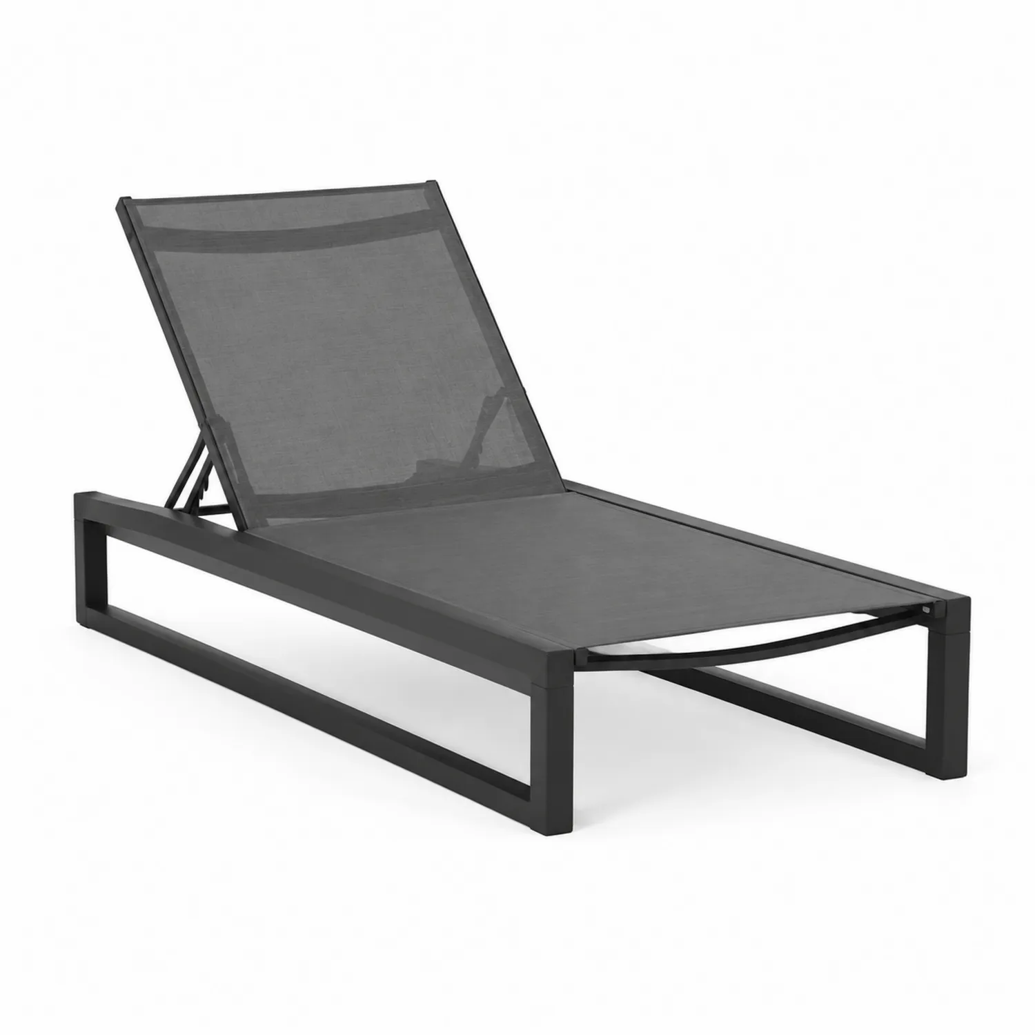 Chaise longue extérieure aluminium textilène Noir 200 cm-Lumdilorin