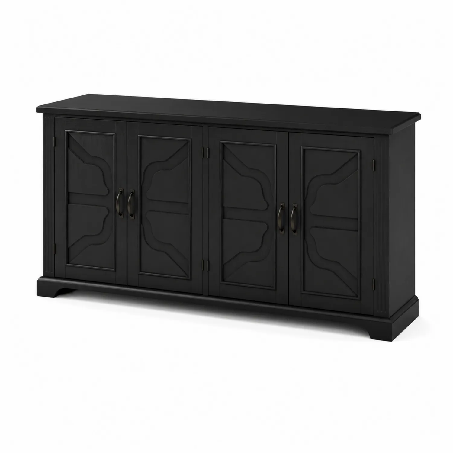 Buffet 4 Portes en Bois Noir-Lumdilorin