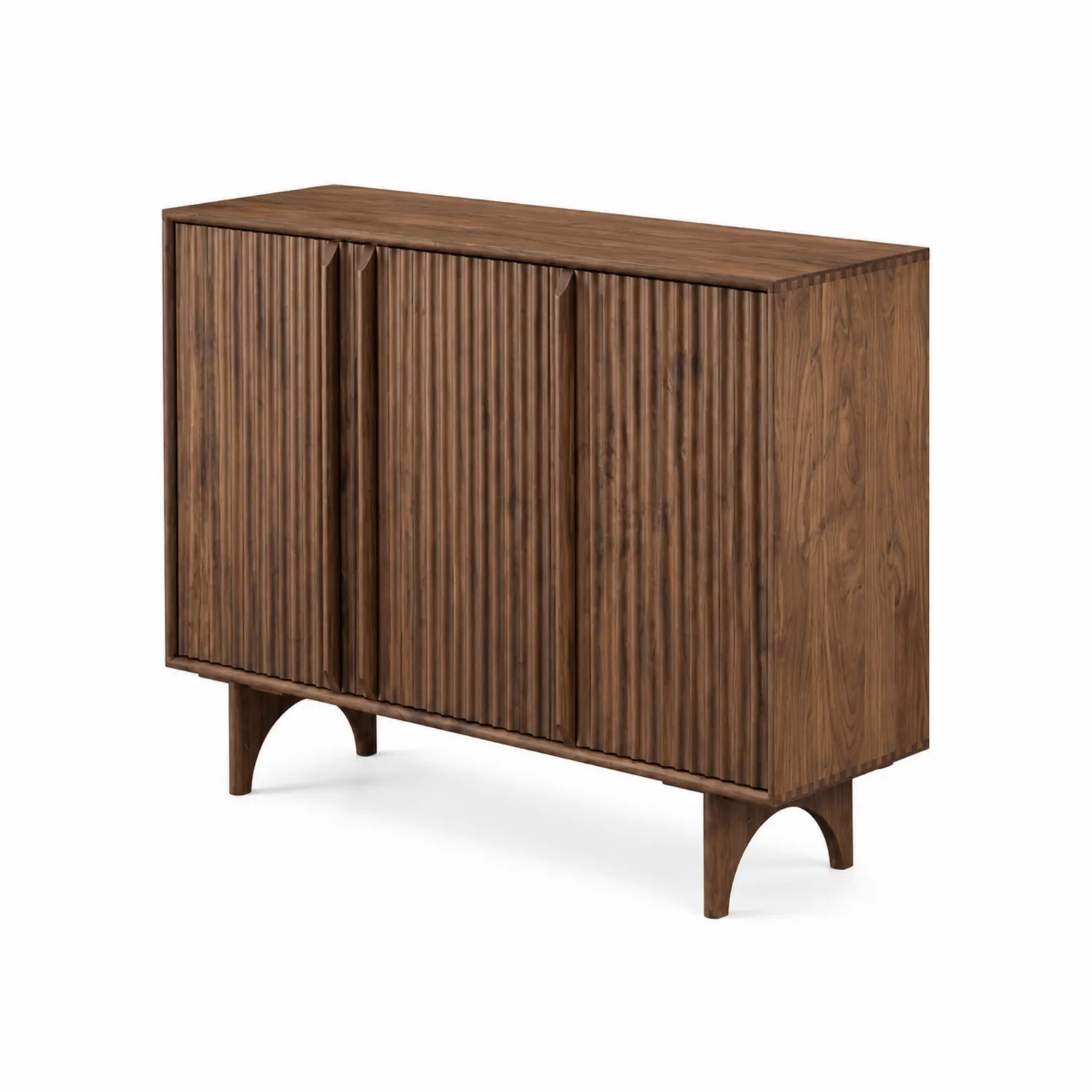 Buffet en bois de noyer avec portes rainurées 120x40x80 cm-Lumdilorin