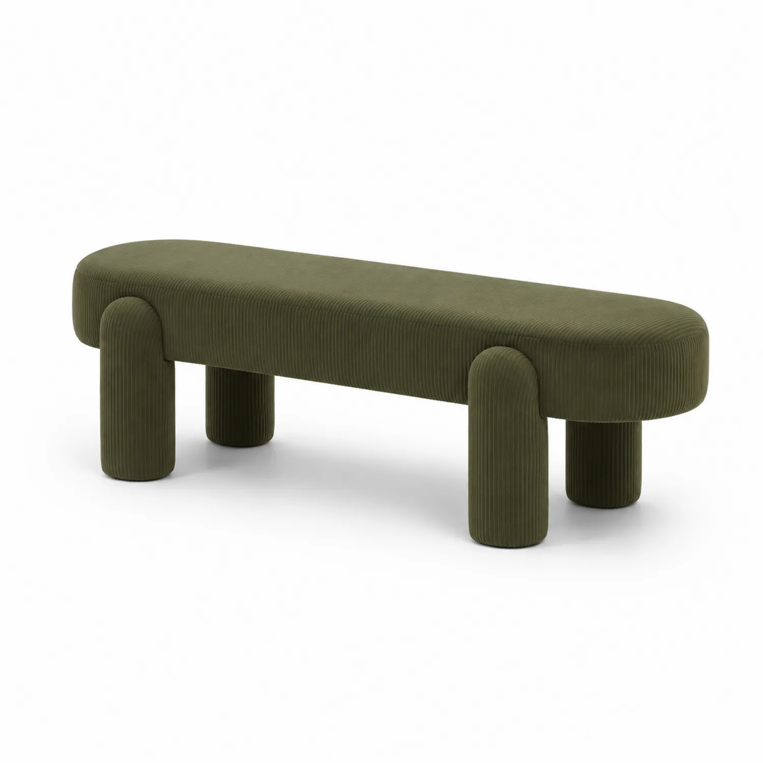 Banc en tissu côtelé olive 140 cm-Lumdilorin