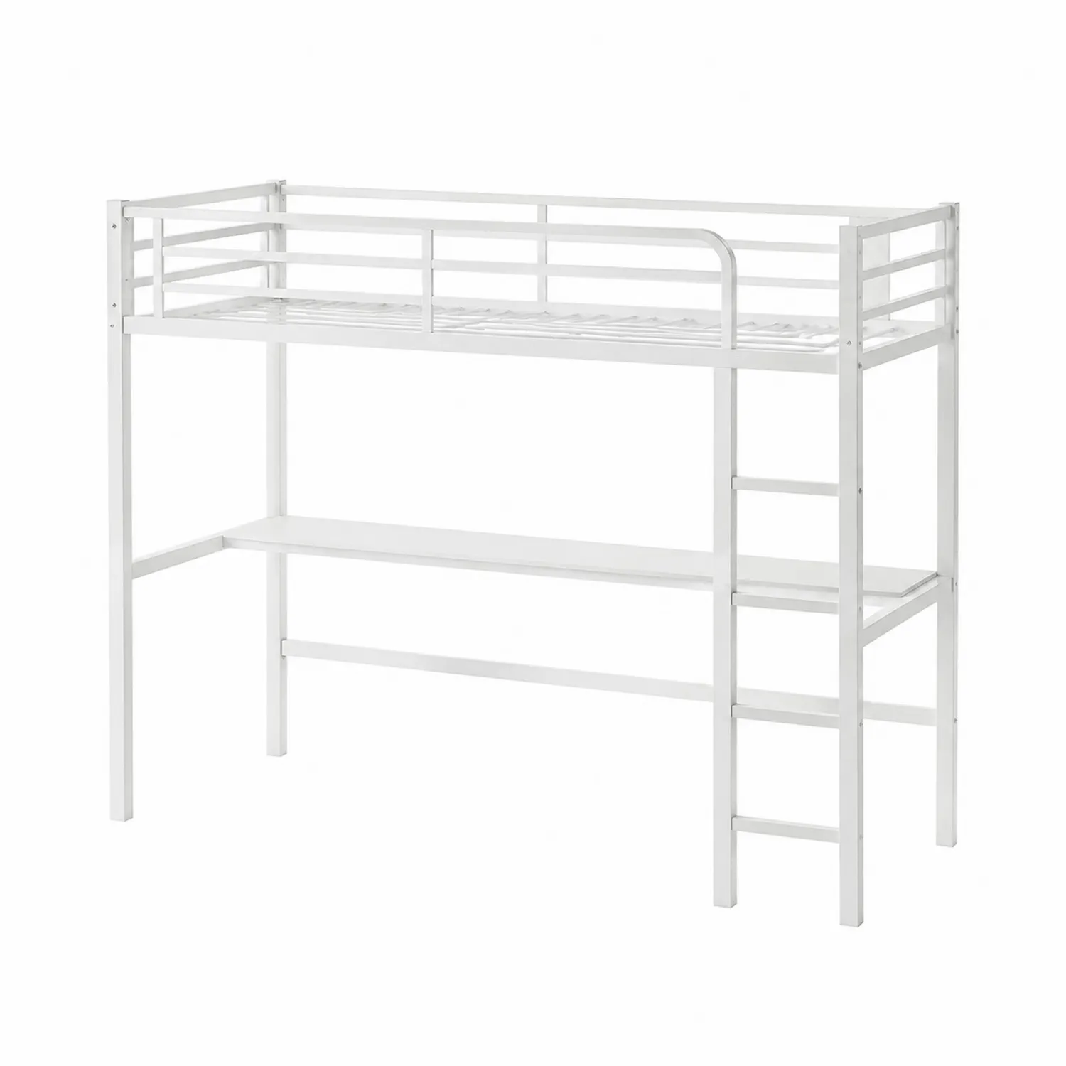 Lit mezzanine en métal blanc avec échelle-Lumdilorin