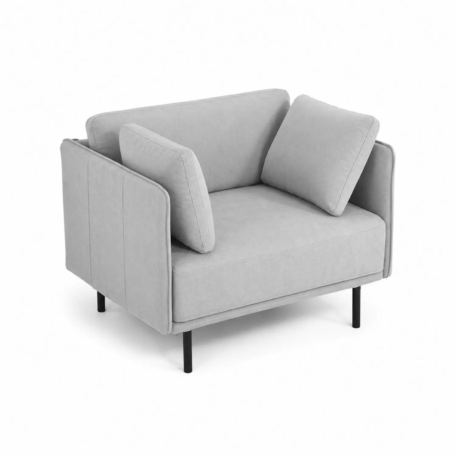 Fauteuil en tissu gris clair avec pieds en métal-Lumdilorin