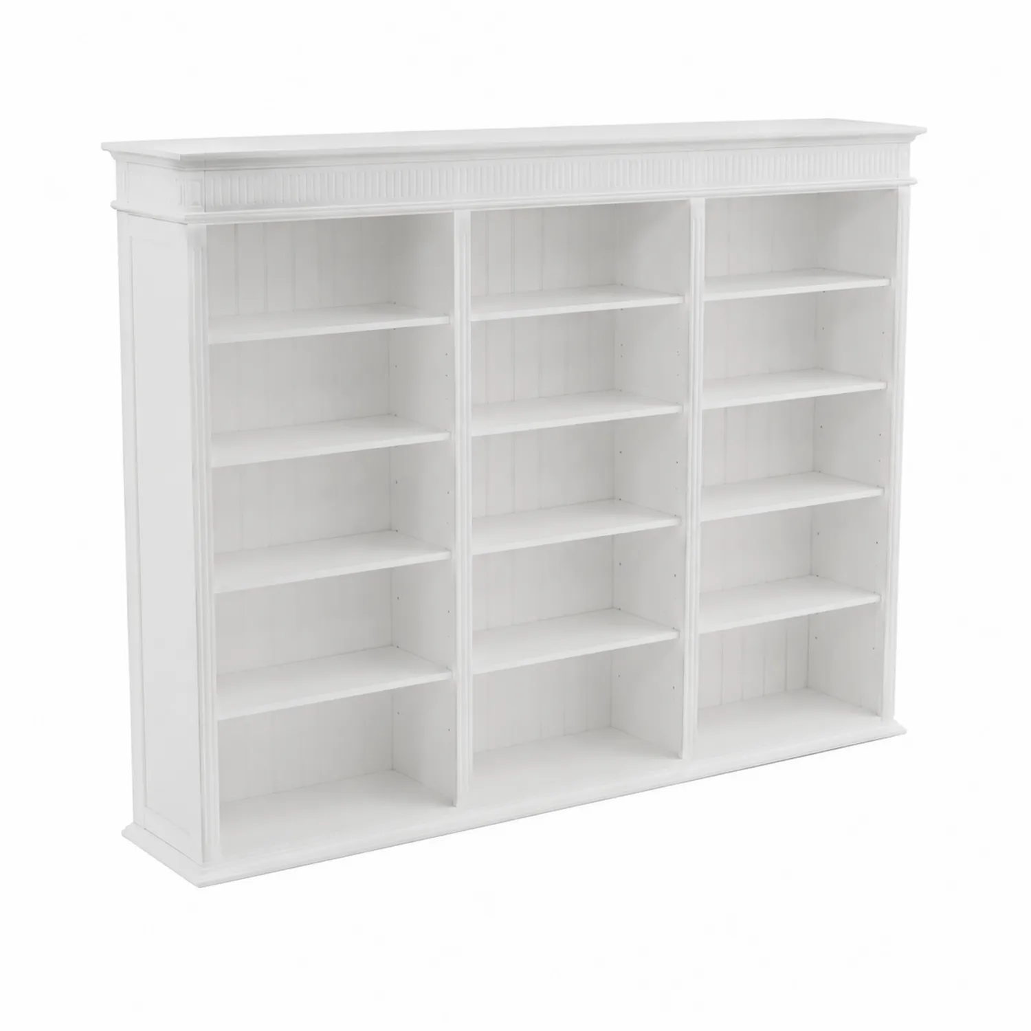 Bibliothèque en bois blanc avec étagères réglables-Lumdilorin