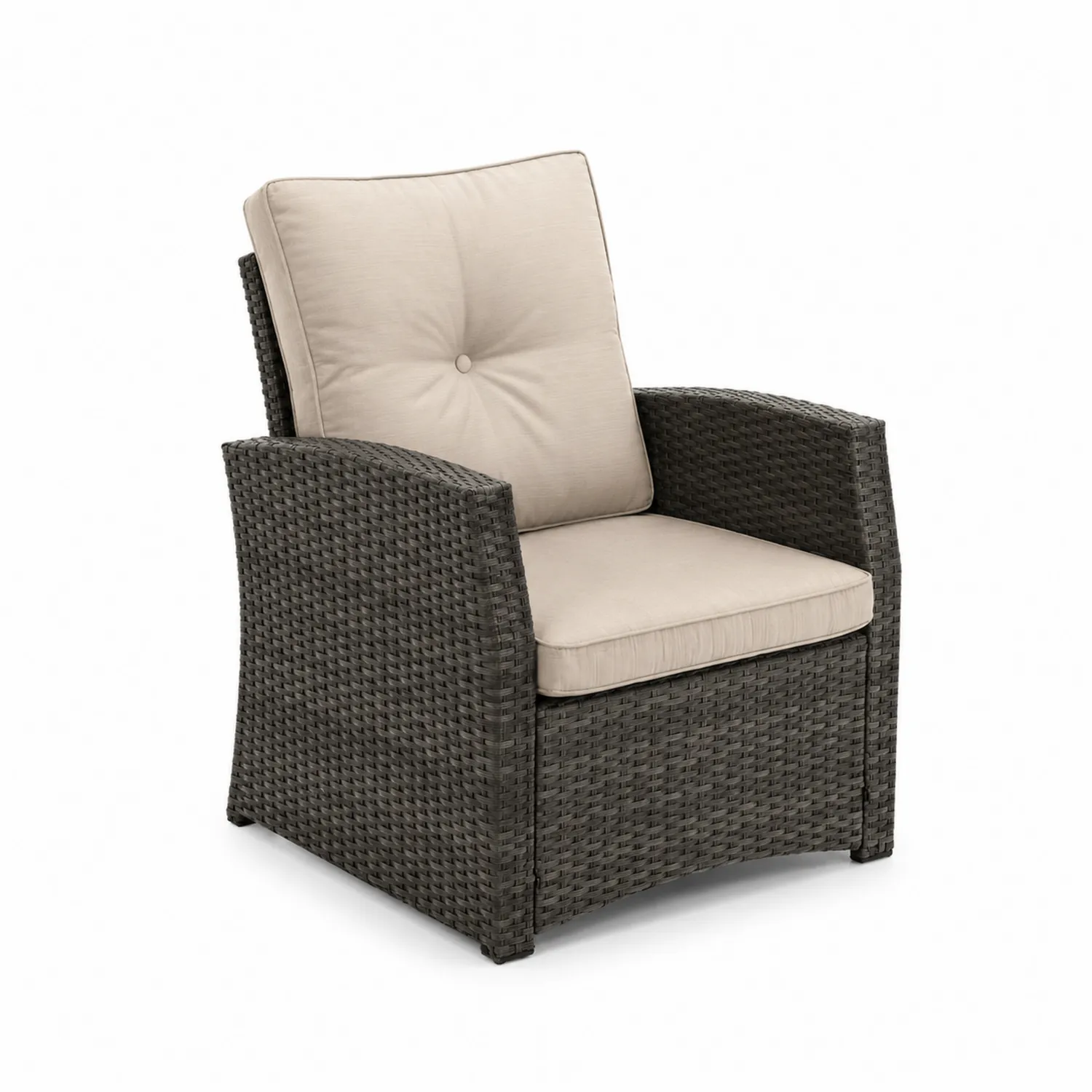 Fauteuil en résine tressée avec coussins en polyester-Lumdilorin