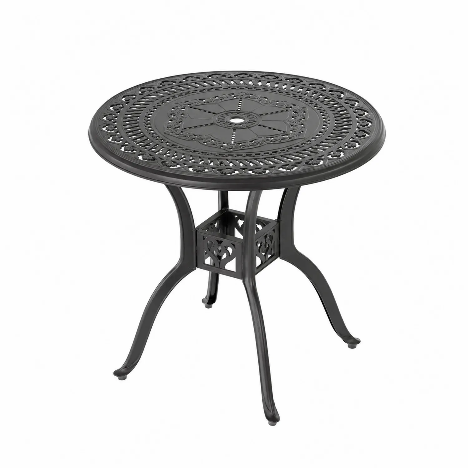 Stół ogrodowy okrągły aluminiowy czarny 90 cm