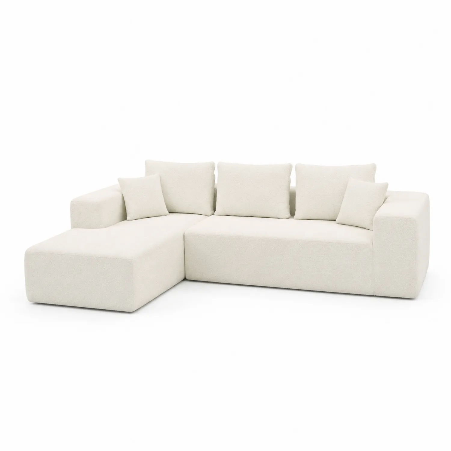 Narożna sofa z tkaniny poliestrowej kremowa 230x150 cm