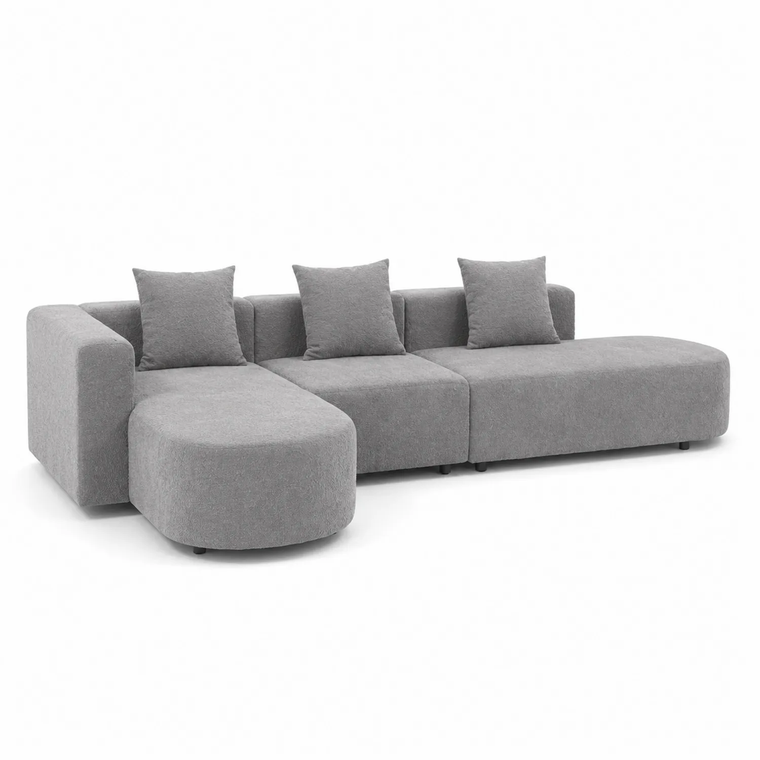Sofa narożna modułowa szara tkanina 300x160x80 cm