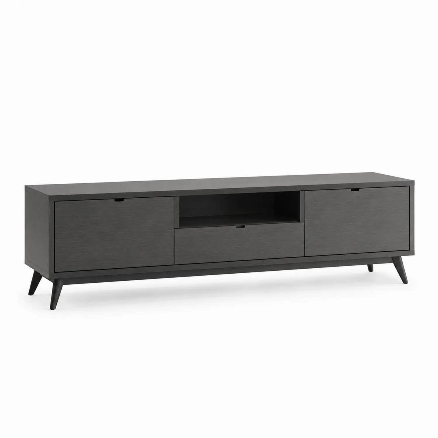 Szafka RTV z Płyty MDF i Stali Czarna 150x40x50 cm