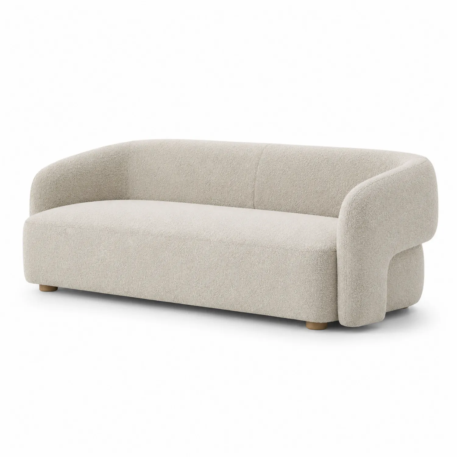 Sofa 3-osobowa z tkaniny bouclé Beżowa