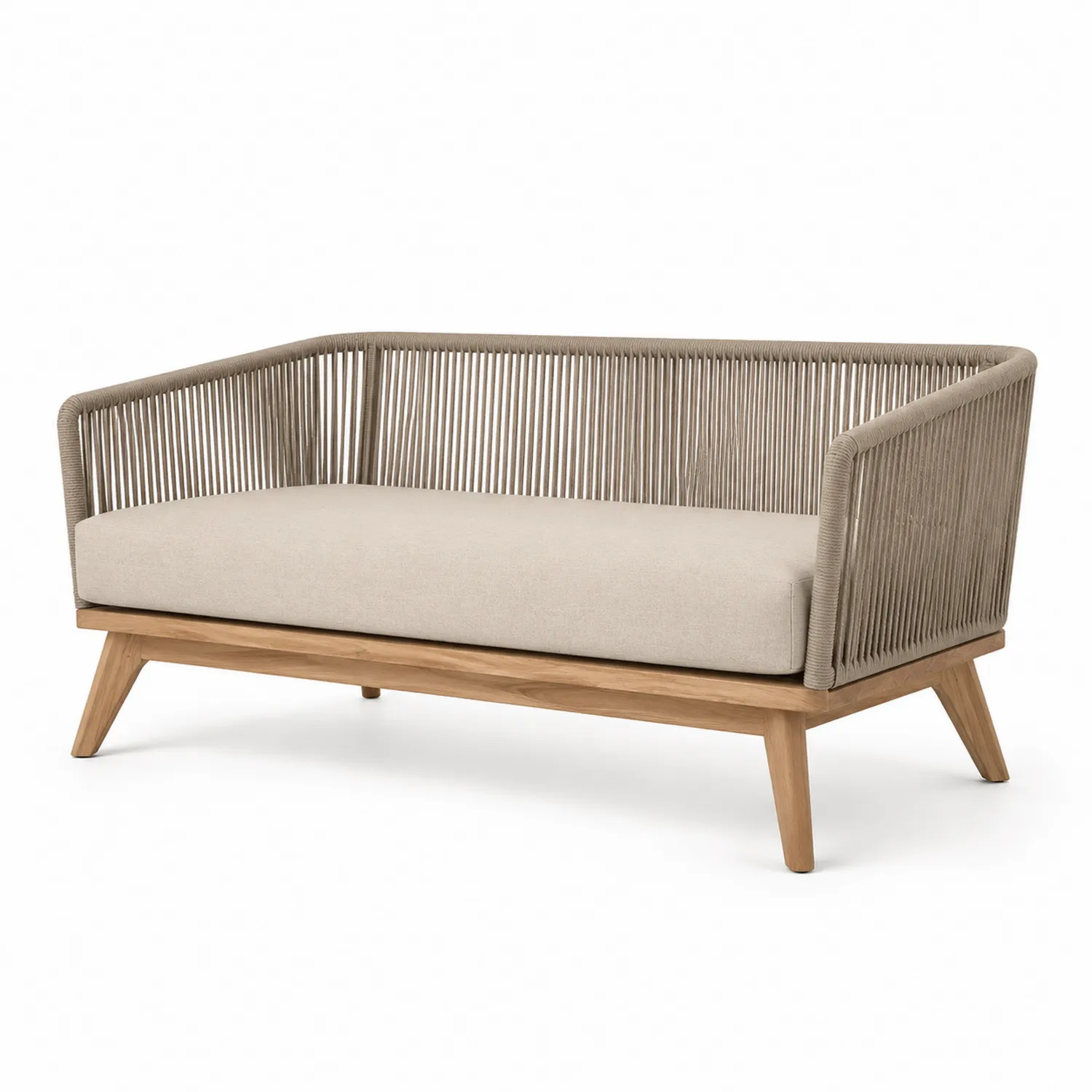 Sofa z drewna tekowego i liny poliestrowej 180x85x75 cm