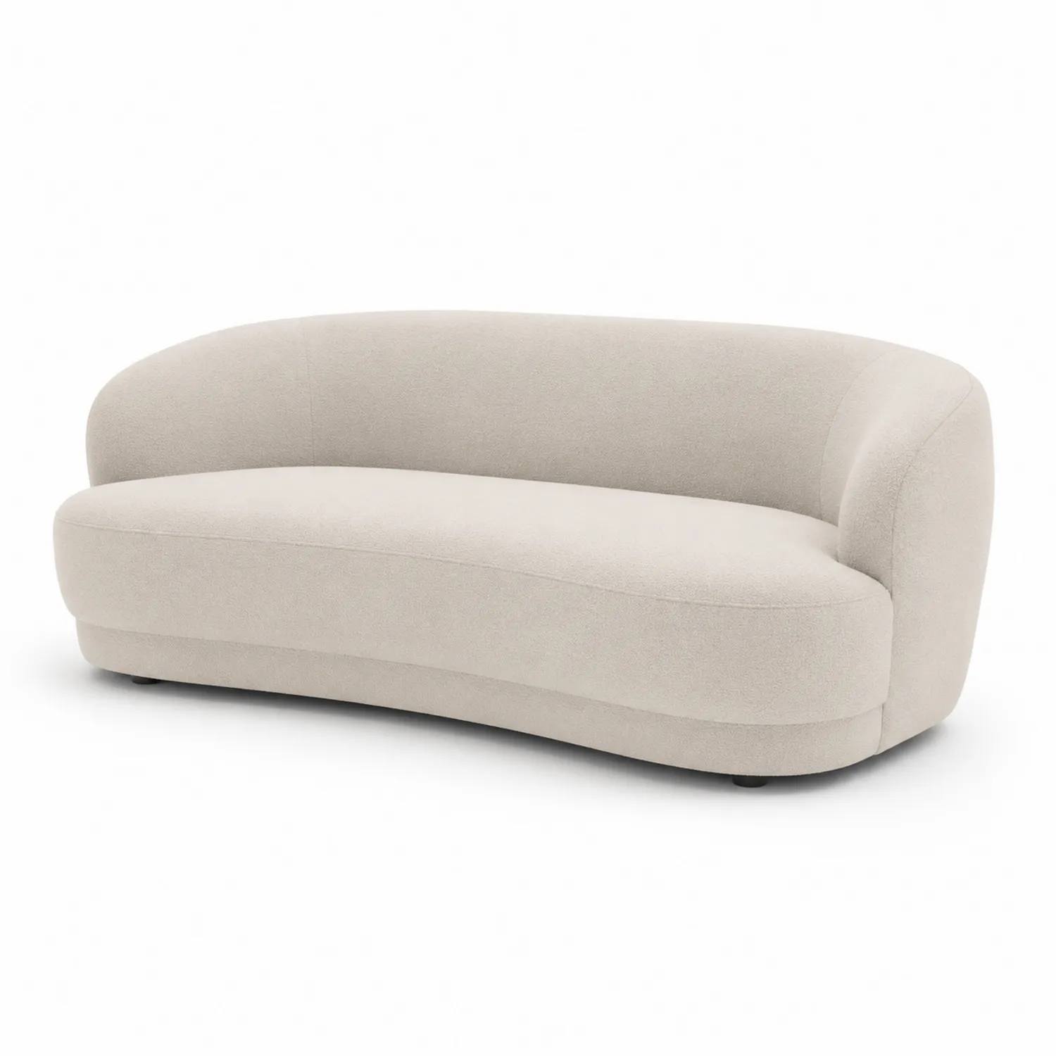Sofa trzyosobowa z zaokrągloną konstrukcją kremowa