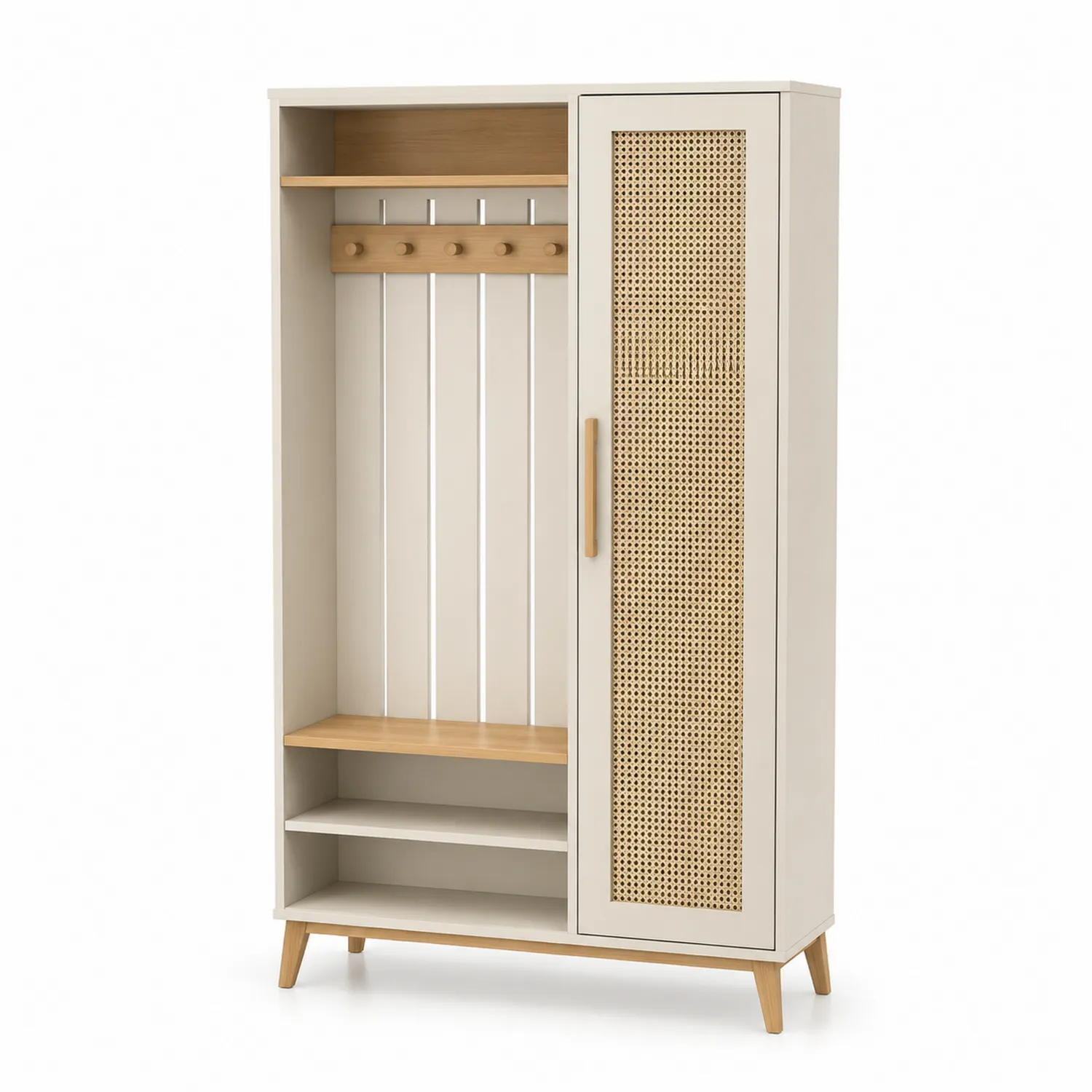 Szafa na ubrania z drzwiczkami z rattanu MDF i drewno 180x90x35