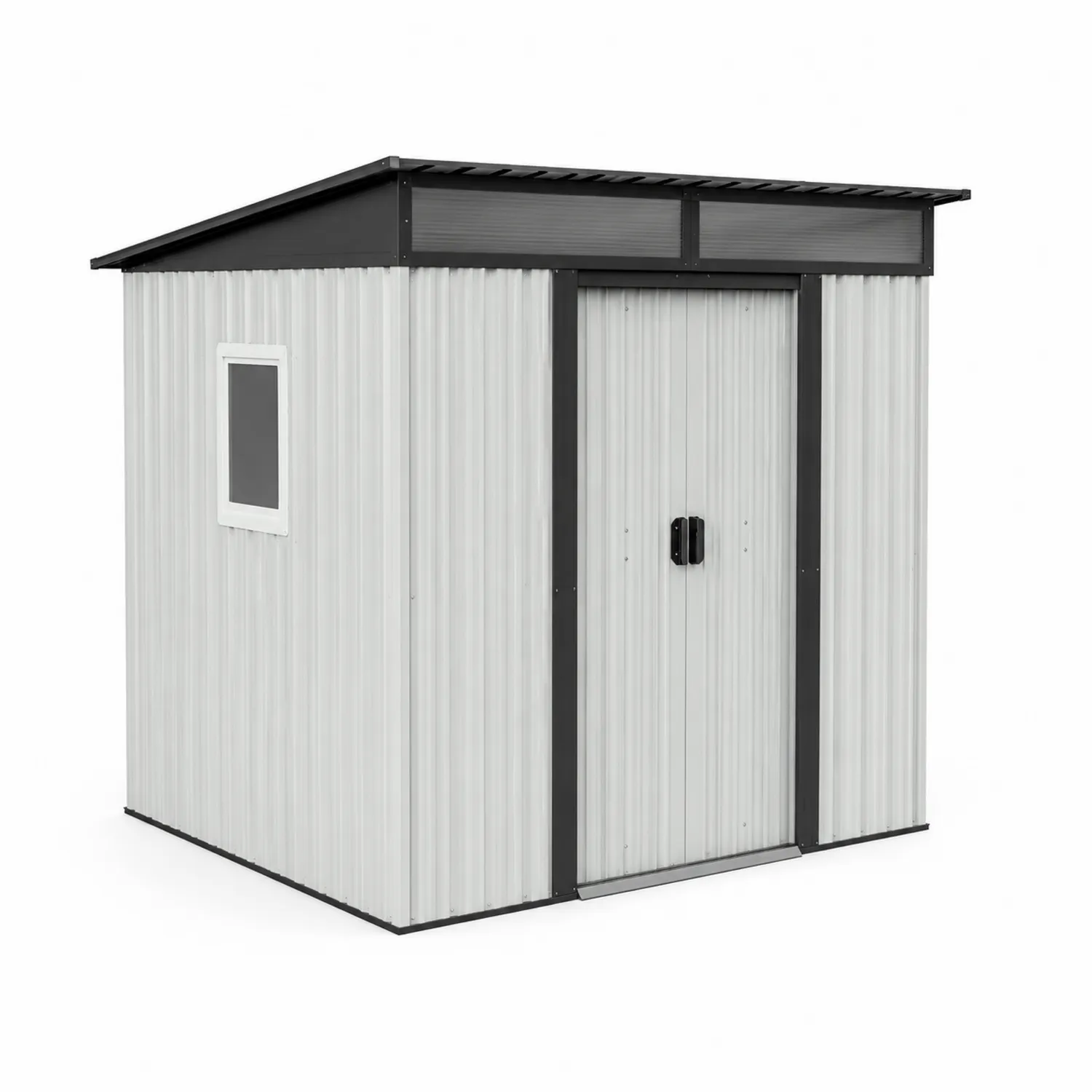 Szopa ogrodowa metalowa srebrna 2m x 2m