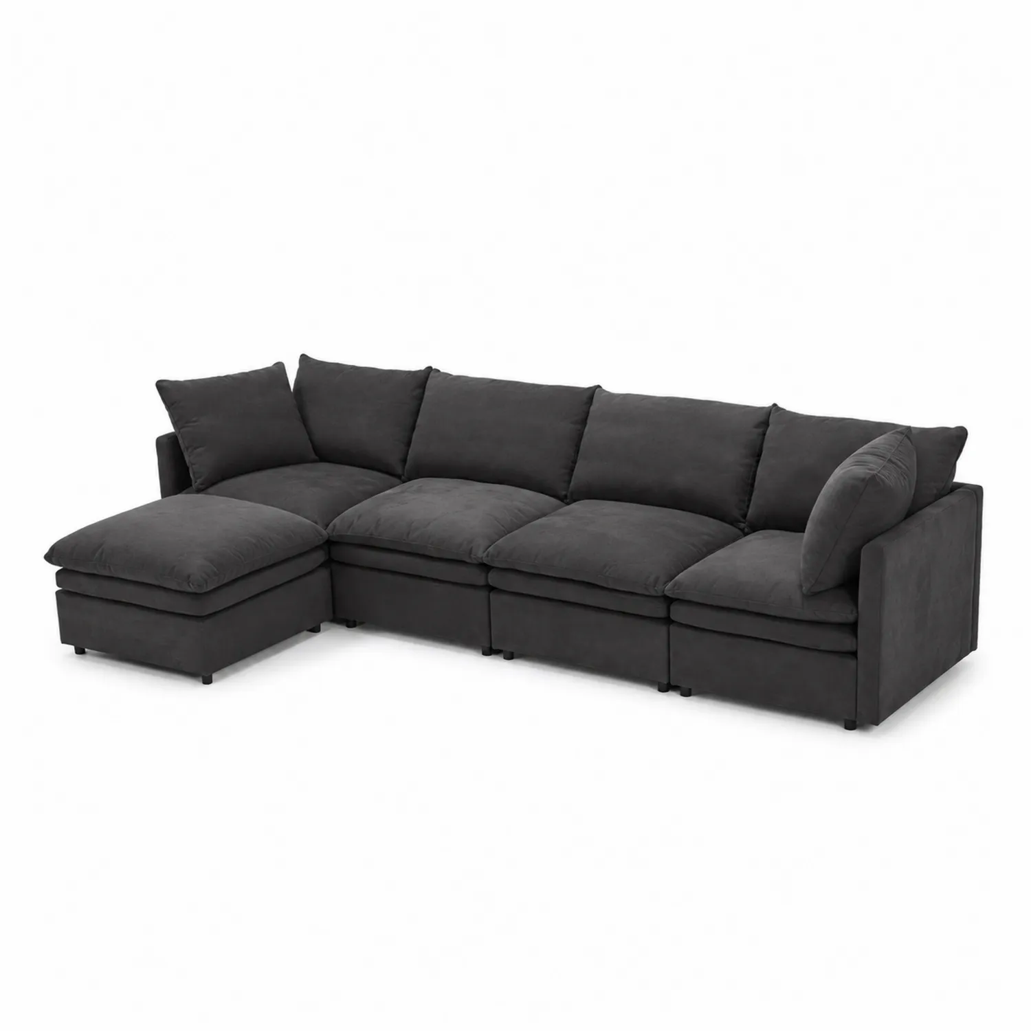 Modułowa sofa narożna z szarym obiciem z poliestru