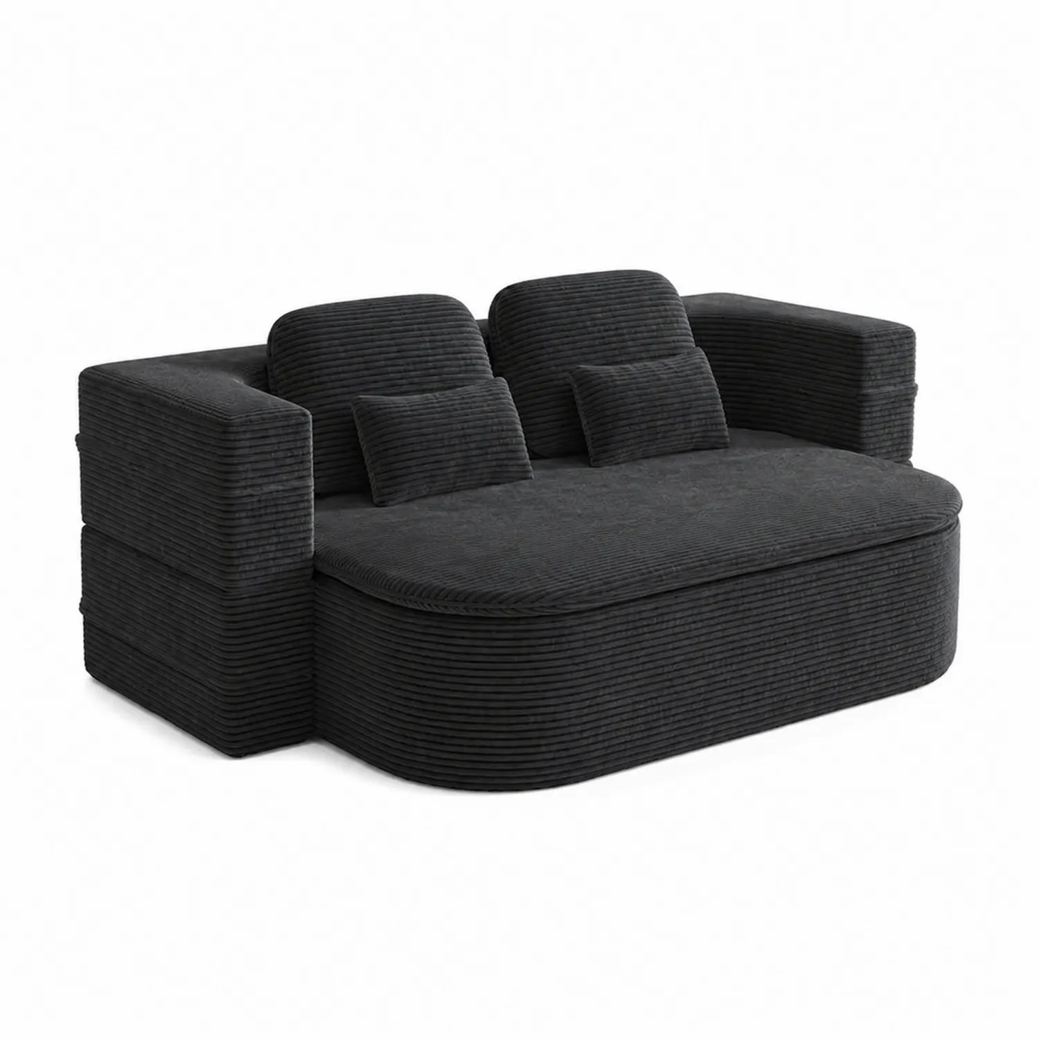 Czarna sofa sztruksowa z poduszkami 200x100x85 cm