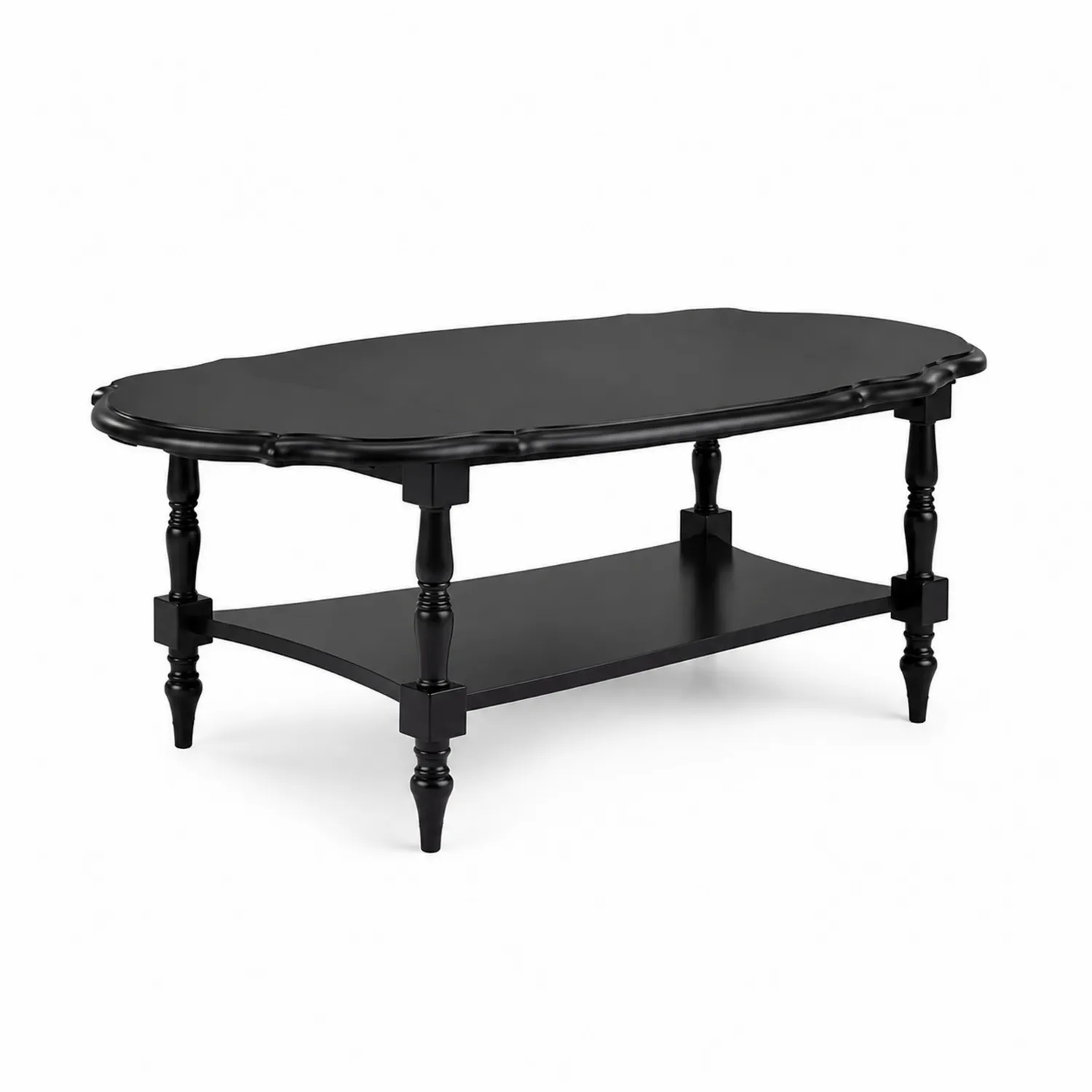 Stolik kawowy owalny z drewna czarny 120 cm