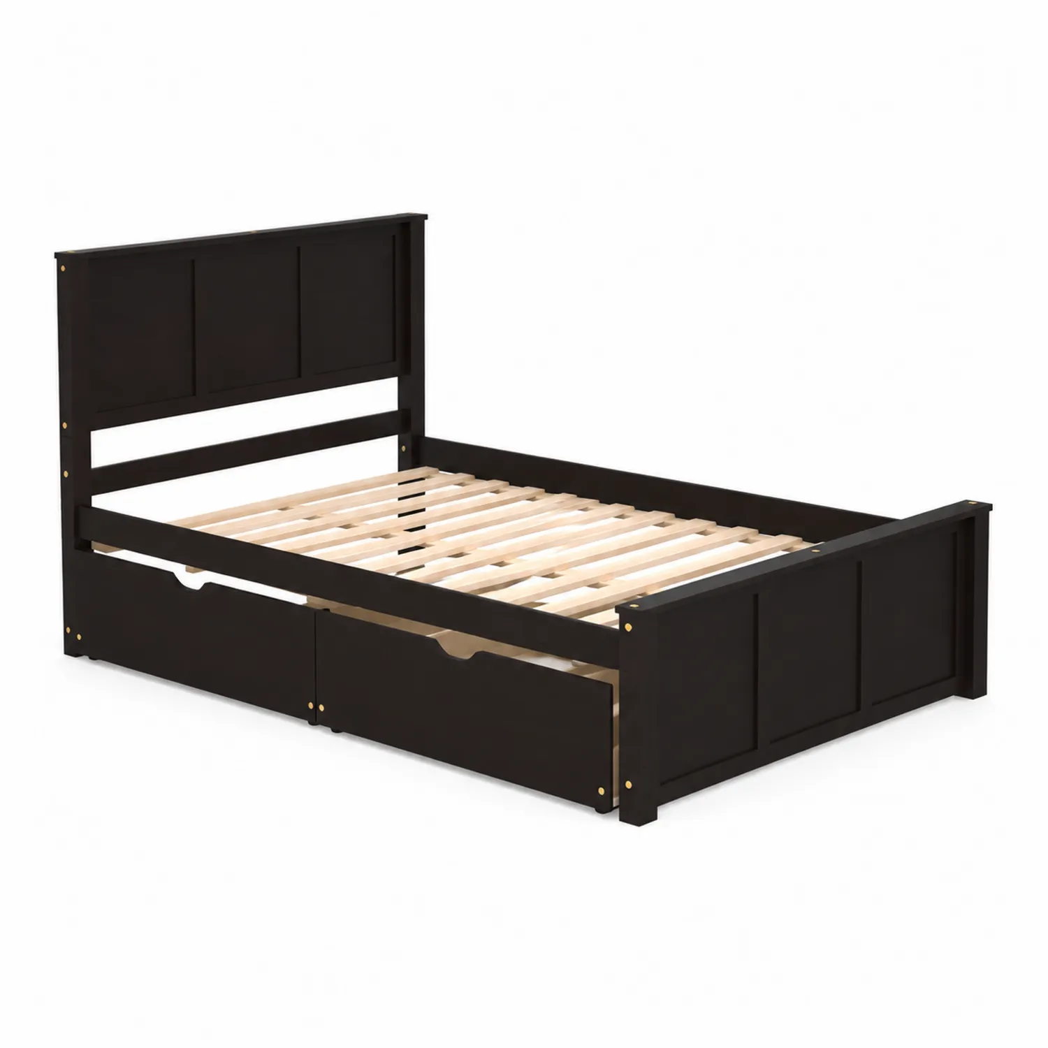 Łóżko drewniane czarne 200x160 cm z szufladami