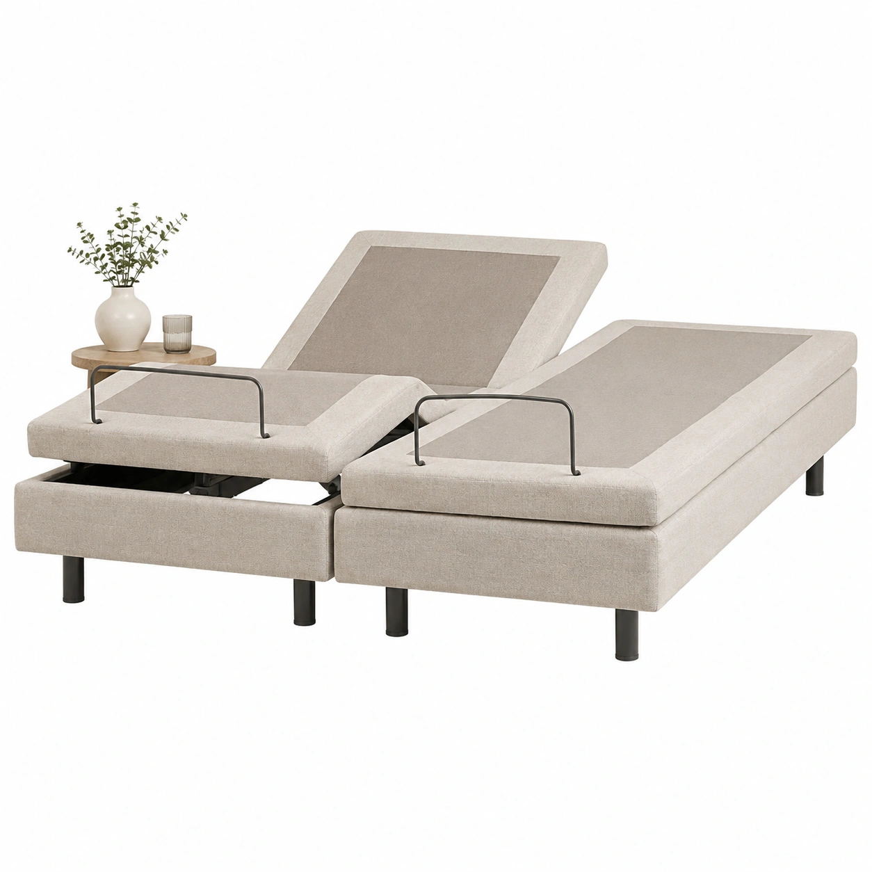 Cama articulada doble de estilo contemporaneo en beige suave-urbanligna