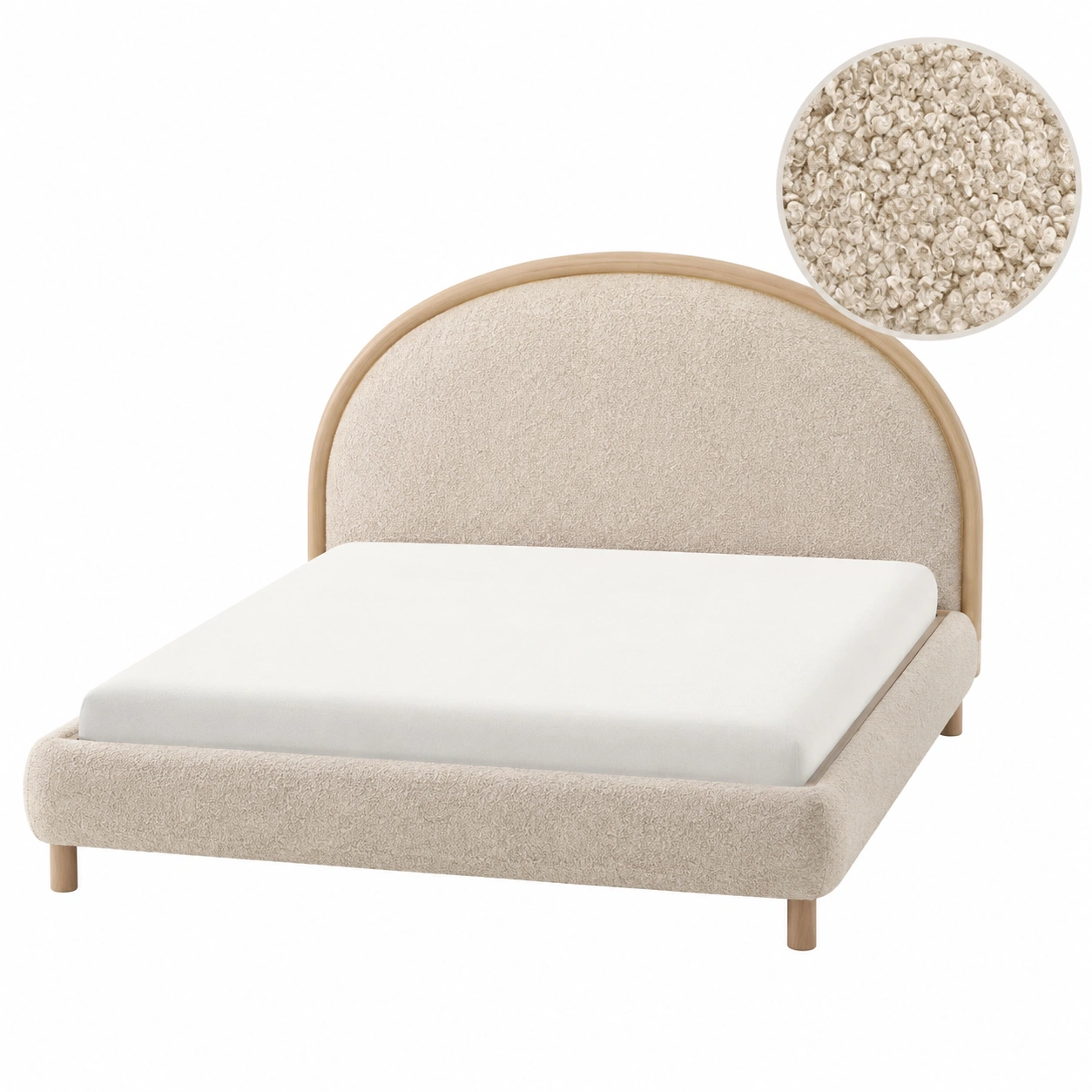 Cama boucle crema de lineas curvas-urbanligna