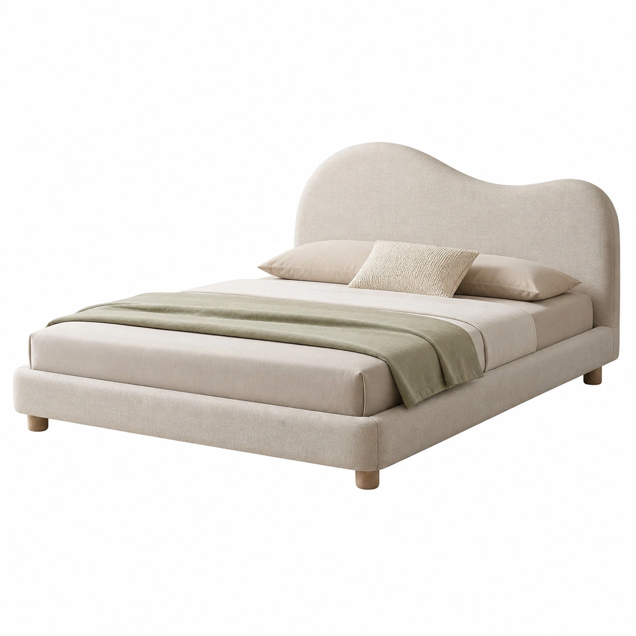 Cama moderna ondulada color beige suave-urbanligna