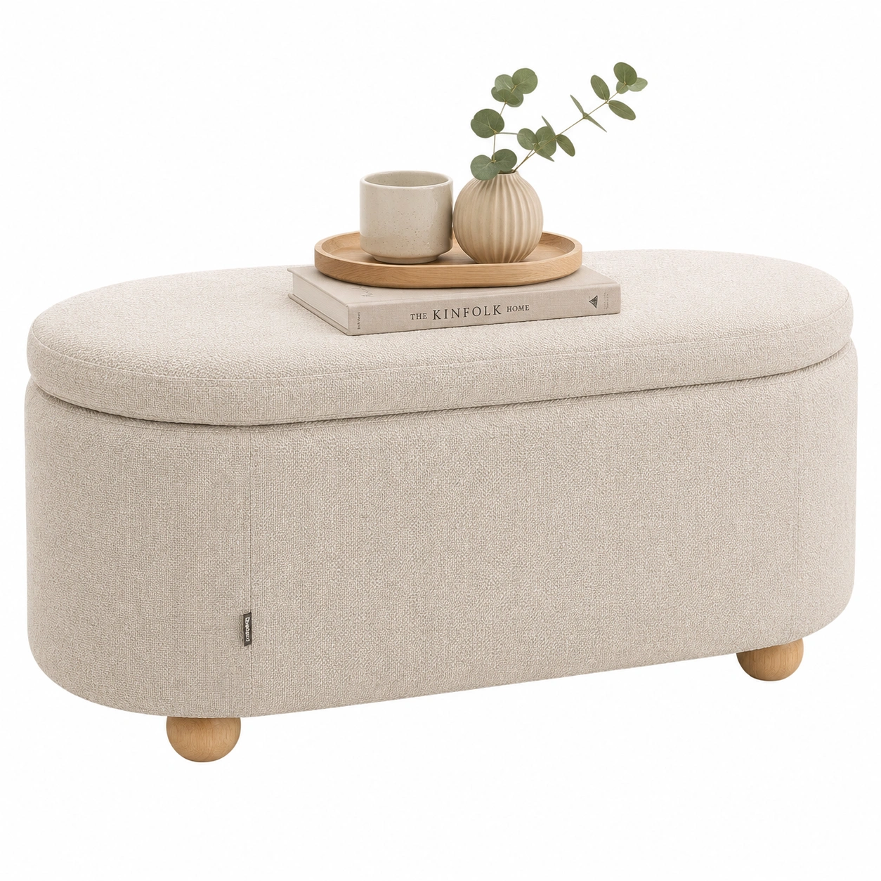Banco baul beige con asiento ovalado-urbanligna