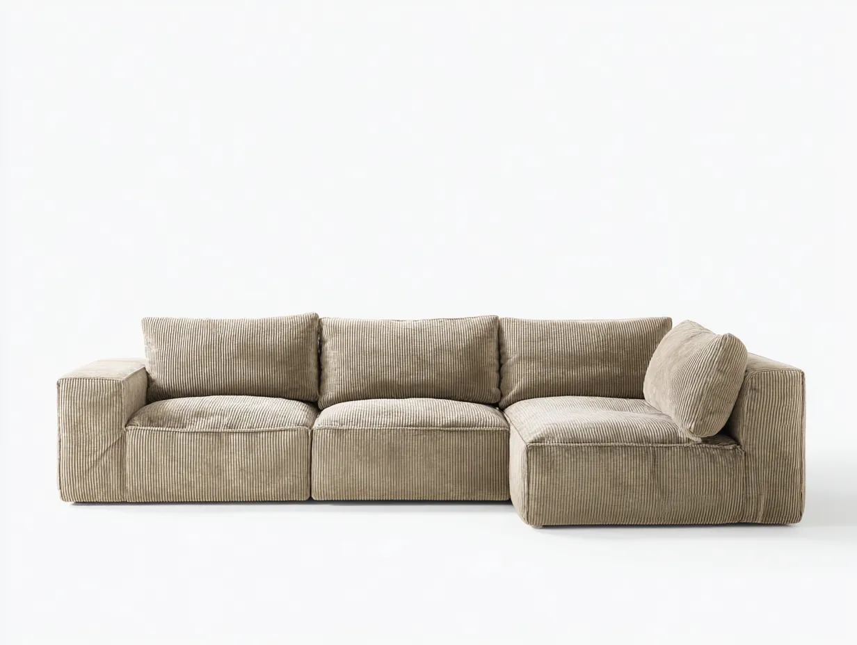 Ecksofa Cordstoff 298x168x78 cm - beige - wohnlich für Wohnzimmer-Linovahaus