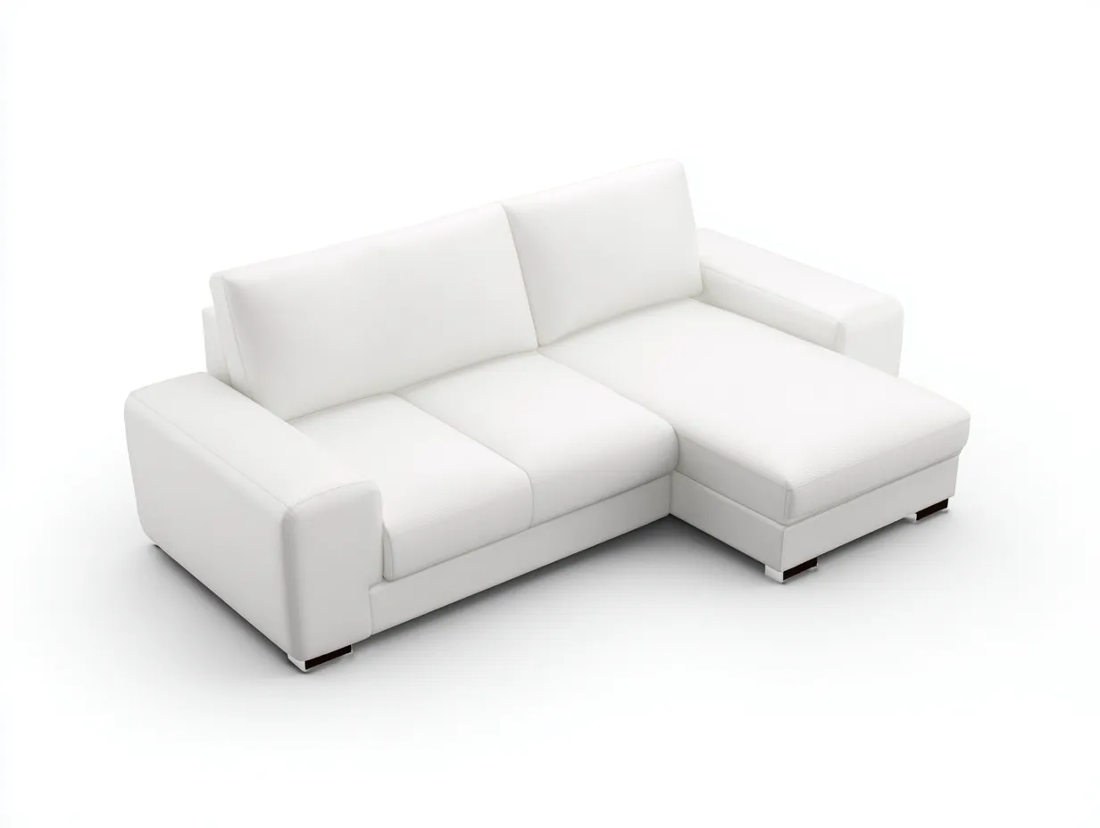 Ecksofa Kunstleder 224x146x83 cm - weiß - kompakt für Wohnzimmer im klaren Design-Linovahaus
