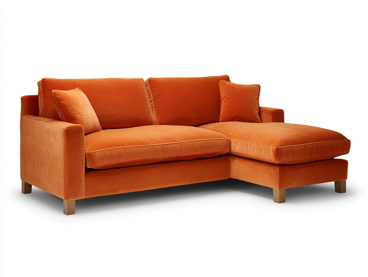 Ecksofa Samt 232x158x82 cm - orange - weich gepolstert für Wohnzimmer-Linovahaus