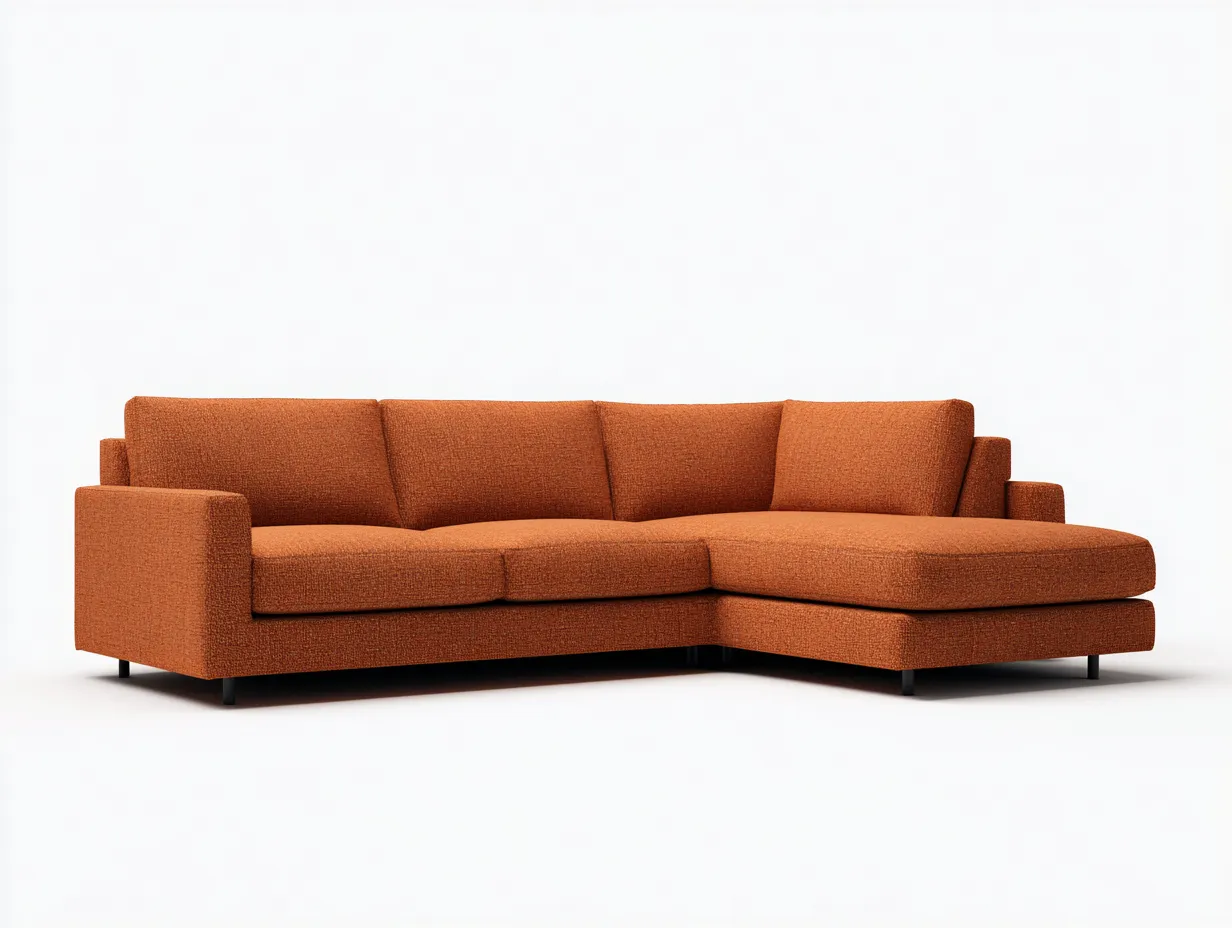 Ecksofa Webstoff 292x182x80 cm - terrakotta - für Wohnzimmer mit Loungefläche-Linovahaus