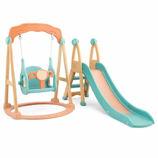 Kinderschaukel und Rutsche Set aus Kunststoff Orange/Grün-furndina