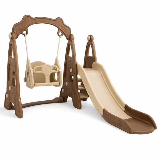 Kinderrutsche mit Schaukel Braun/Beige Kunststoff-furndina