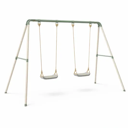 Metall-Doppelschaukel Beige/Grün 300x200x180 cm-furndina