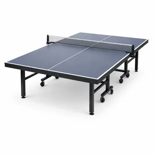 Klappbare Tischtennisplatte aus MDF und Aluminium Blau mit Netz und Rollen-furndina