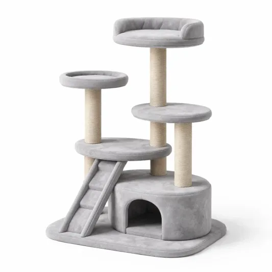 Katzenkratzbaum, Beige, MDF, Sisal, 85 cm hoch-furndina