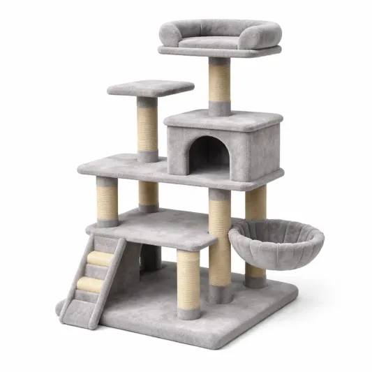 Kratzbaum aus MDF und Sisal Beige 140cm-furndina
