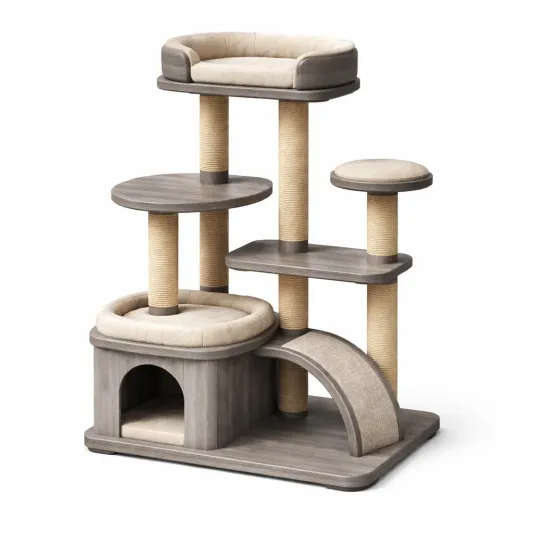Katzenbaum mit Sisal und Plüsch Grau-furndina