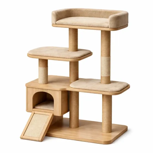Katzenbaum aus Polyester und Sisal Beige-furndina