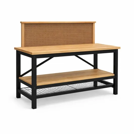 Arbeitstisch Eichenholzplatte Metallrahmen 160x80x90 cm-furndina