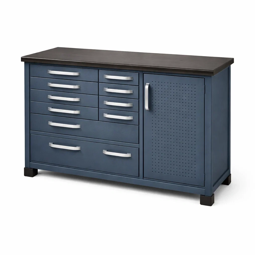 Metallwerkzeugschrank Blau mit 8 Schubladen-furndina