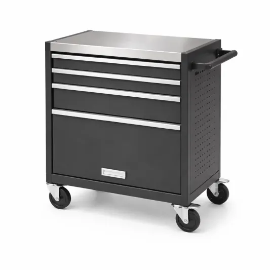 Stahl Werkzeugwagen mit 3 Schubladen Grün 70x35x75 cm-furndina