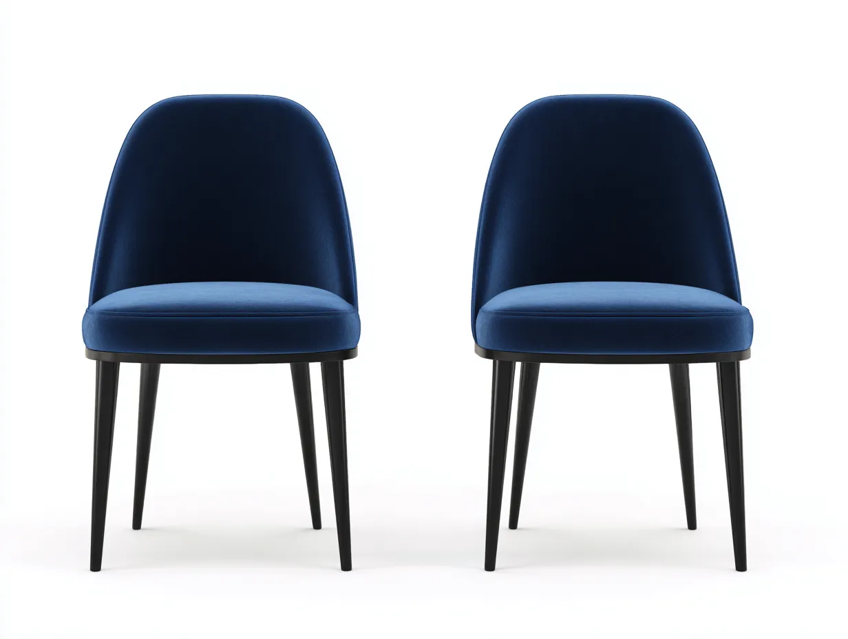 Stuhl 2er-Set 52x58x84 cm - Samt in Dunkelblau/Schwarz - gepolsterter Esszimmerstuhl für das Esszimmer-Mazofahome
