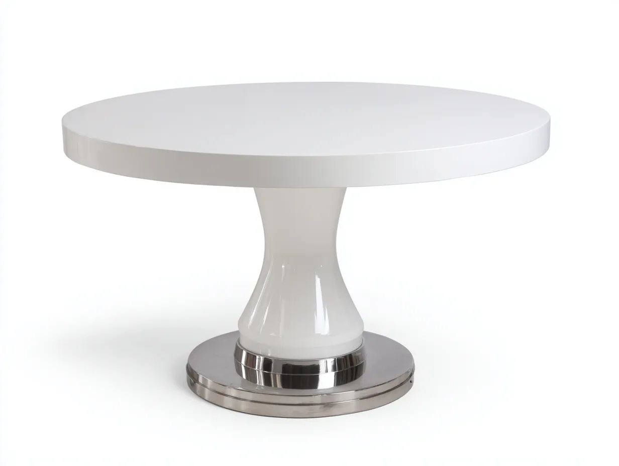 Esstisch Hochglanz 120x120x75 cm - weiß - für Esszimmer mit eleganter Säule-Mazofahome