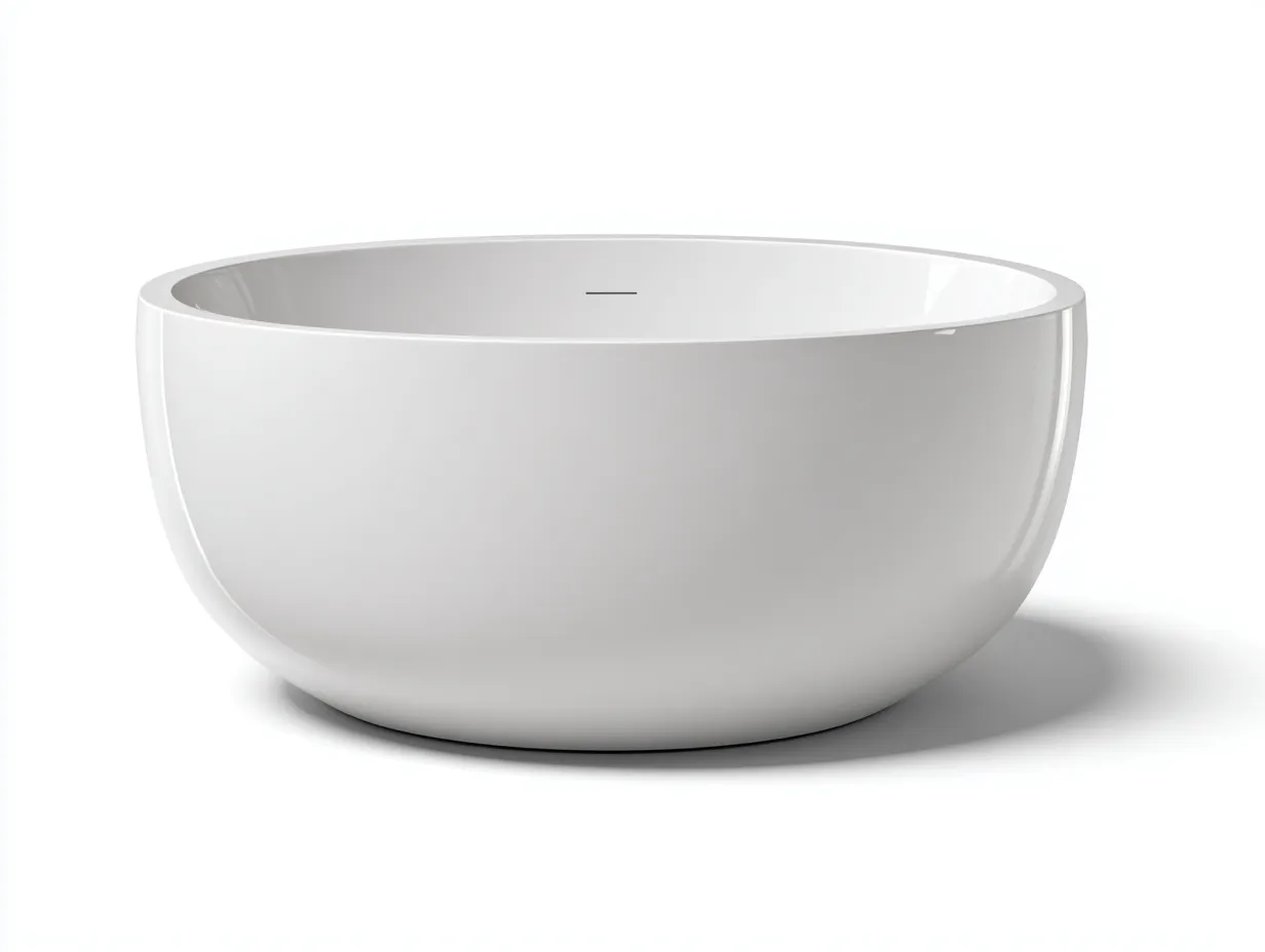 Badewanne 148×148×60 cm - Weiß - runde Freiformwanne mit weicher Außenlinie für das Badezimmer-Mazofahome